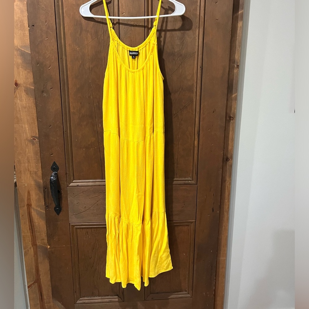 GLAMOUR LONG YELLOW SUNDRESS